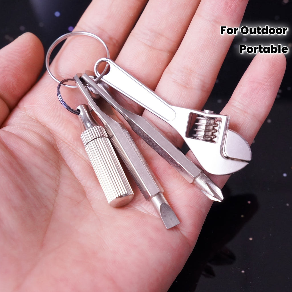 4-in-1 Pocket Mini Tool - EDC Portable Mini Tool - Pocket Metal Knife, Letter Opener - Portable Mini Screwdriver, Mini Wrench - Keychain Portable Function - for Outdoor Hiking Camping Backup Tool - Bicycle, Motorcycle Repair Tool - Home Repair Tool