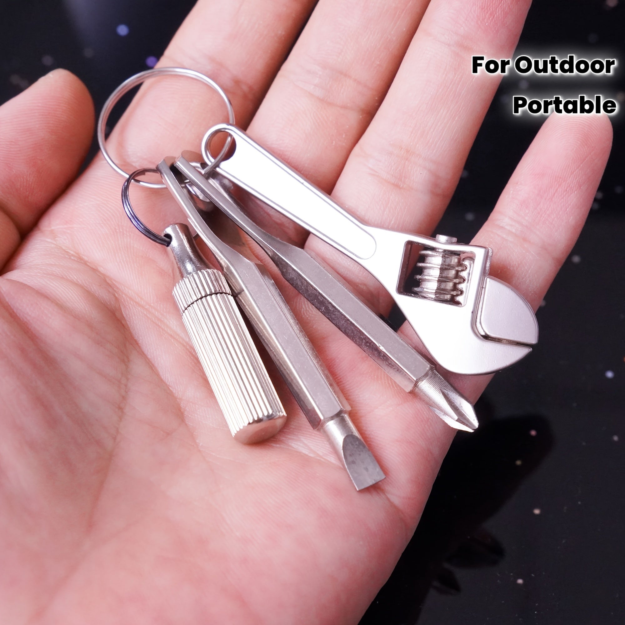 4-in-1 Pocket Mini Tool - EDC Portable Mini Tool - Pocket Metal Knife, Letter Opener - Portable Mini Screwdriver, Mini Wrench - Keychain Portable Function - for Outdoor Hiking Camping Backup Tool - Bicycle, Motorcycle Repair Tool - Home Repair Tool