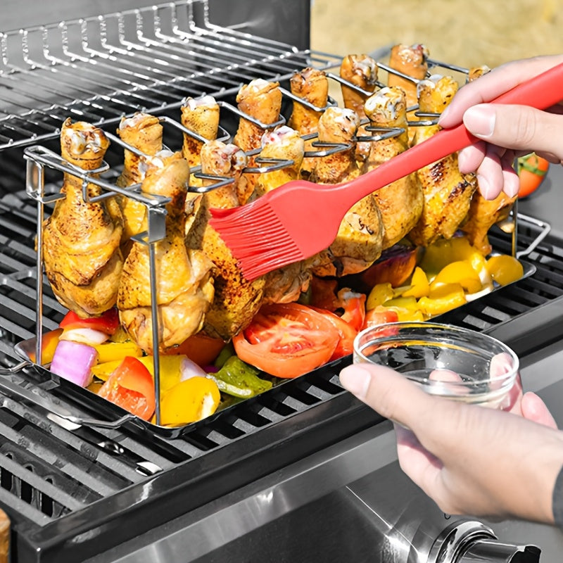 Chicken Leg Rack, Roasting Tray, Meat Grilling Net, Stainless Steel Barbecue Tray