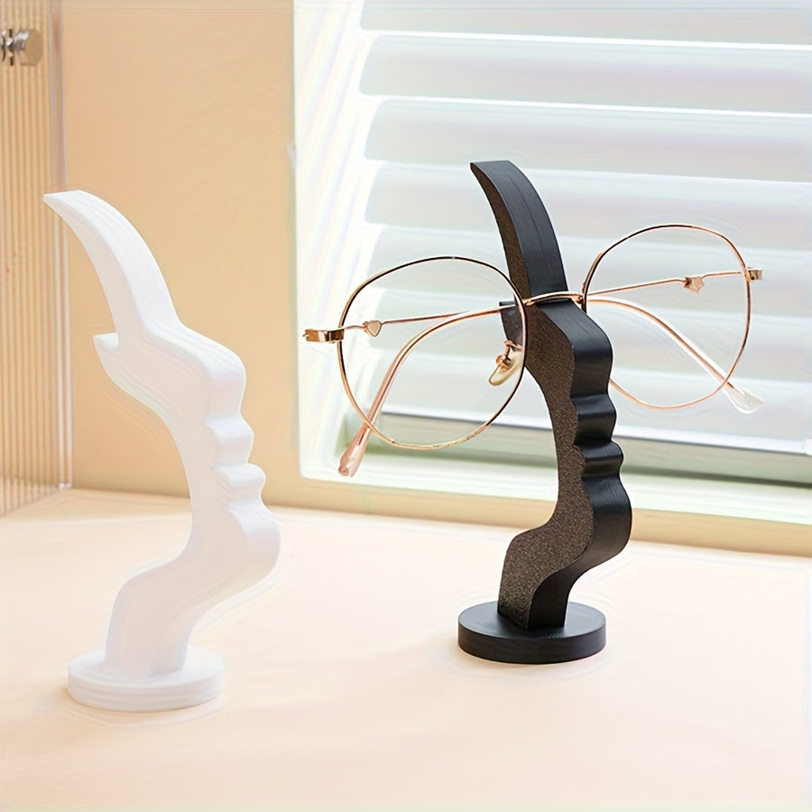2pcs Abstract Face Design Eyeglass Holder & Fashion Glasses Storage Rack - 3D Printed Artistic Decor for Home Office, Glasses Organizer for Men Women (2pcs) (Black, White)