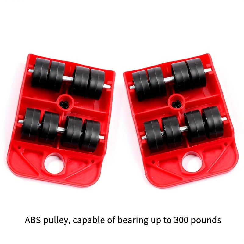 5pcs Furniture Heavy Object Mover Moving Heavy Object Labor-saving Tools Pulley Base Moving Large Part Heavy Objects Heavy Duty Furniture Mover Moving Tool Set for Home Use - Multi-Functional Furniture Mover Heavy-Duty Bed and Sofa Shifter
