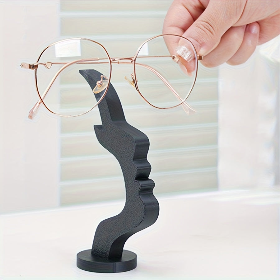 2pcs Abstract Face Design Eyeglass Holder & Fashion Glasses Storage Rack - 3D Printed Artistic Decor for Home Office, Glasses Organizer for Men Women (2pcs) (Black, White)