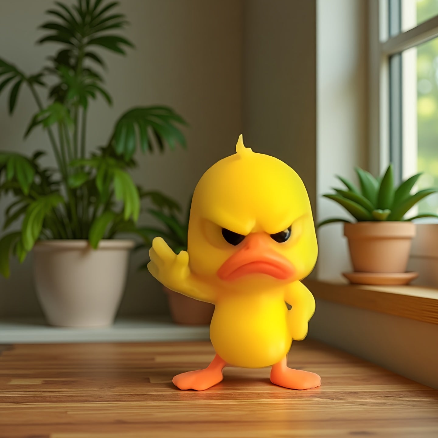 Collectible Figurines, Funny Stop Angry Yellow Duck Statue, Gesture of Refusal, Cute Angry Expression, Is an Ideal Choice for Home Decoration, Desk, Car Decorations, Party Gifts